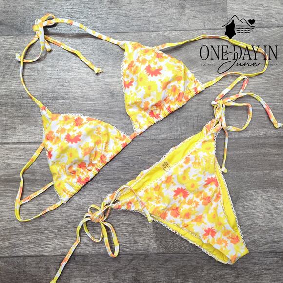Aleumdr Halter Adujstable Triangle Tie Side Bikini Swimsuit Size S - Picture 1 of 4